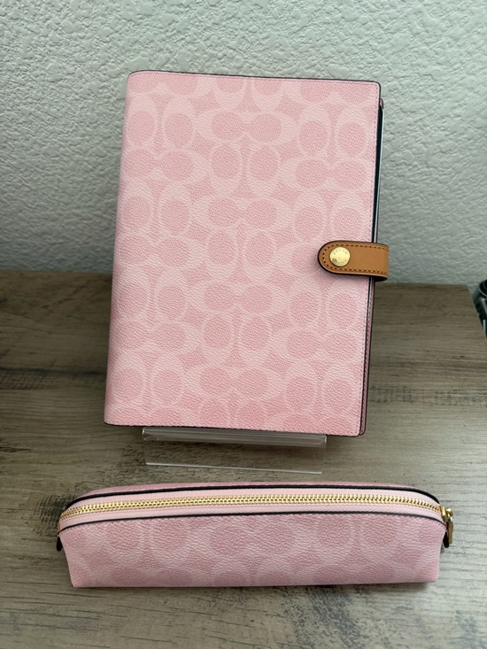Coach Other - Coach Powder Pink Notebook AND Pencil Case In Signature Canvas